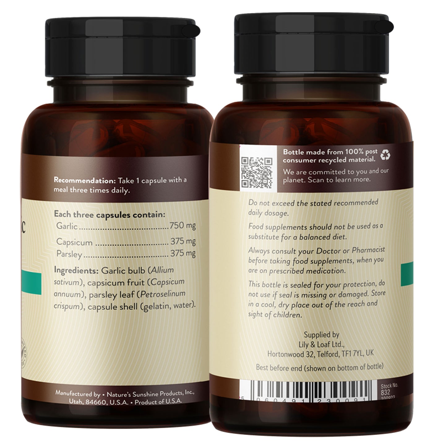 Capsicum and Garlic with Parsley label information