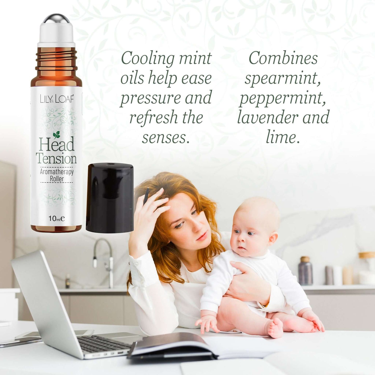 Lily & Loaf Head Tension Roller with a woman and baby in a kitchen setting