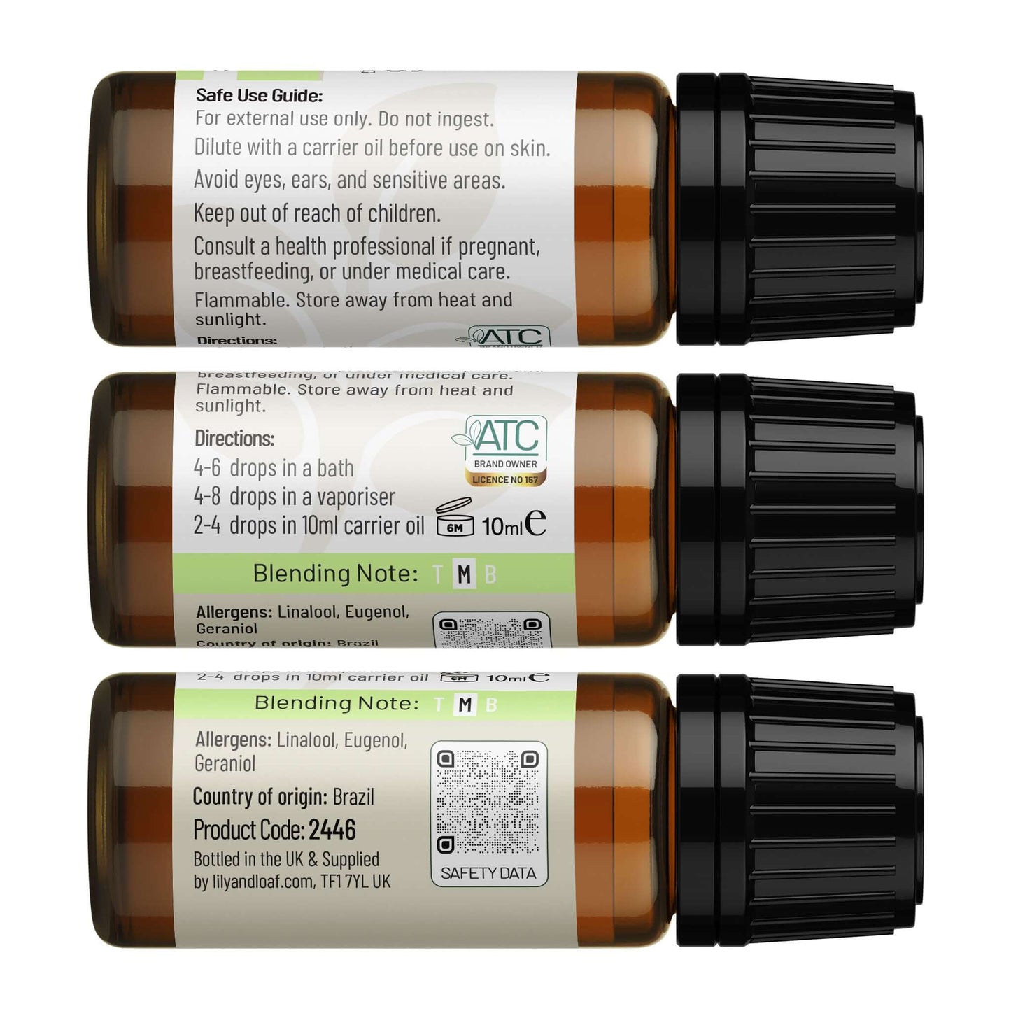 Lemon Eucalyptus Essential Oil label with directions and safe use guide