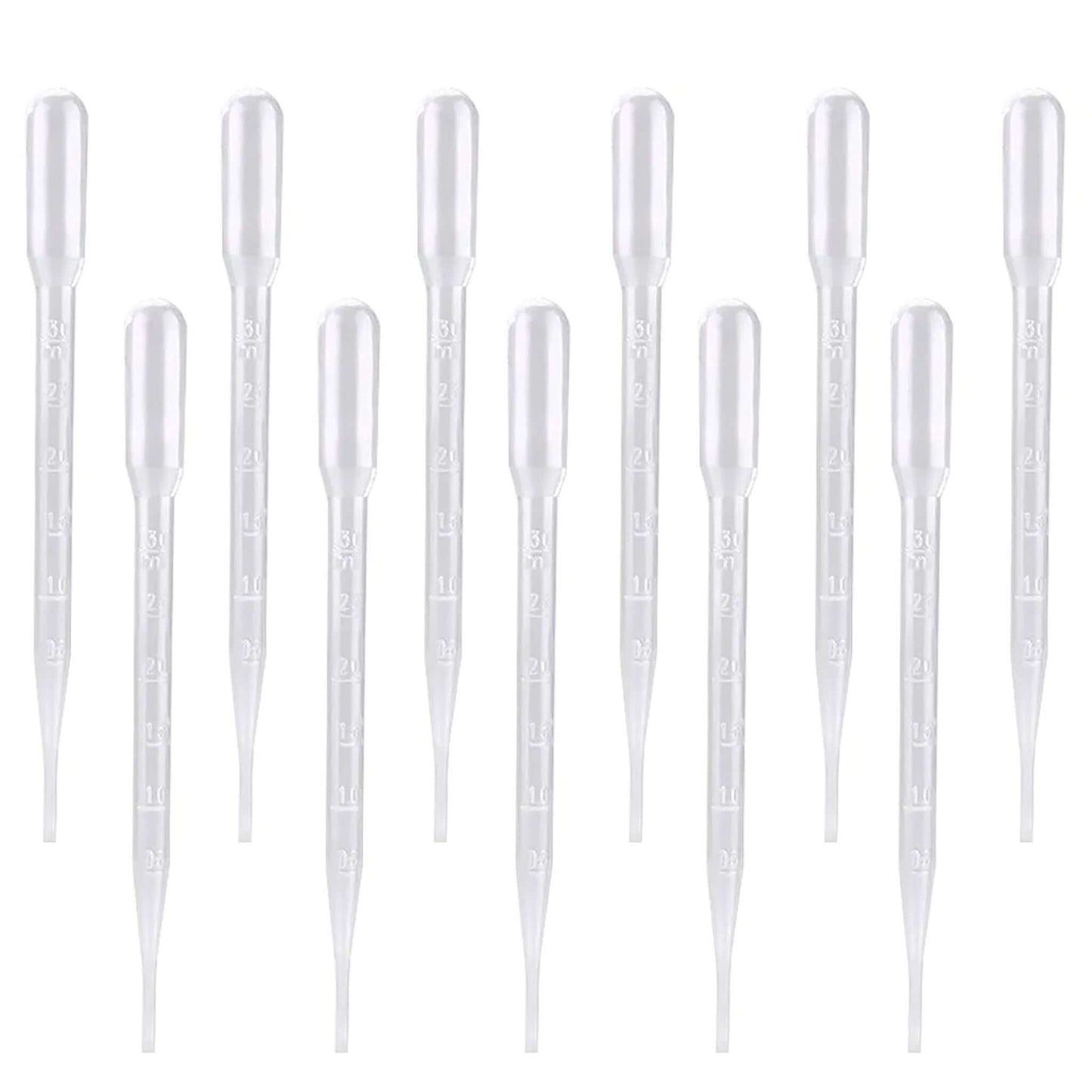 Set of clear pipette tips on a white background