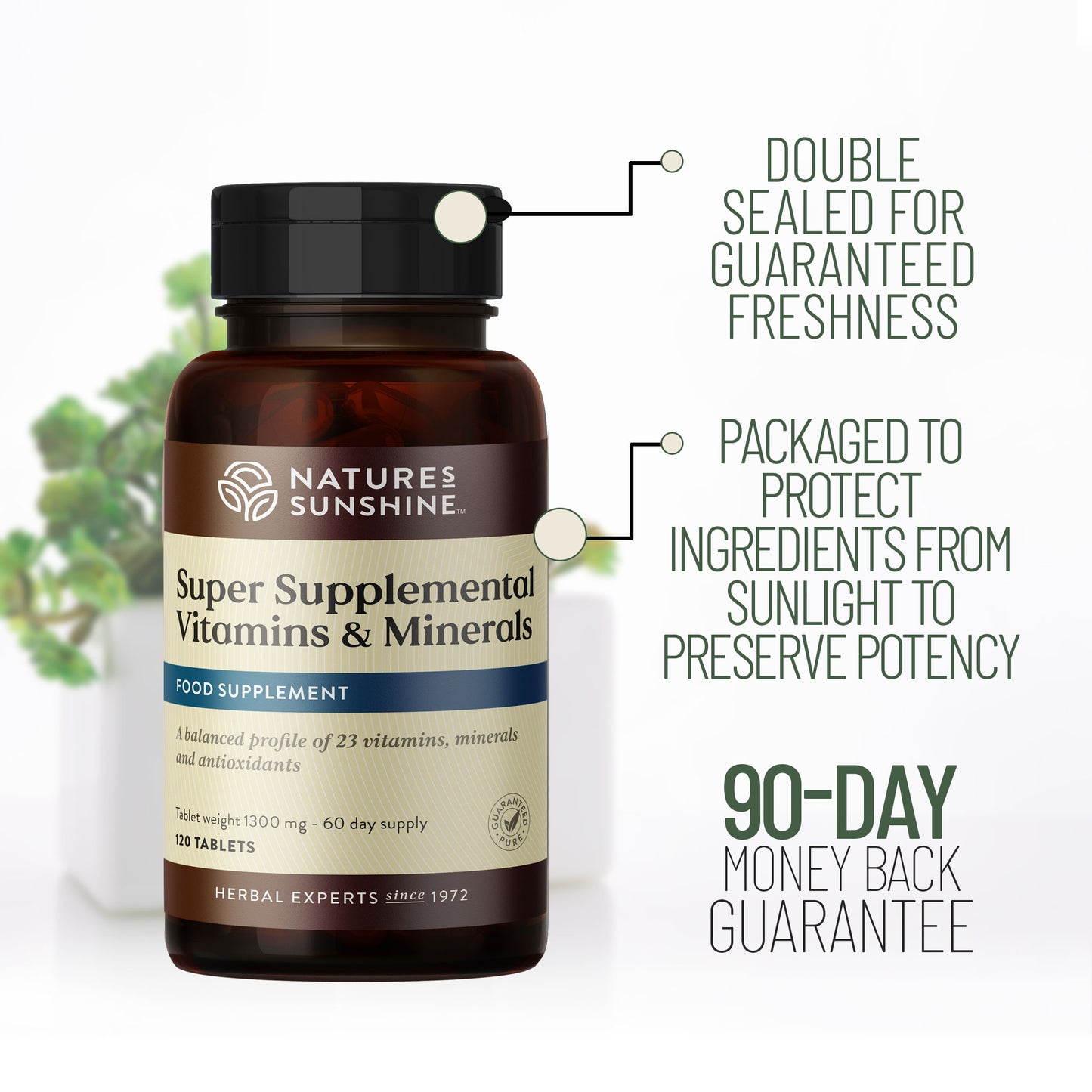 Super Supplemental Vitamins and Minerals label information a
