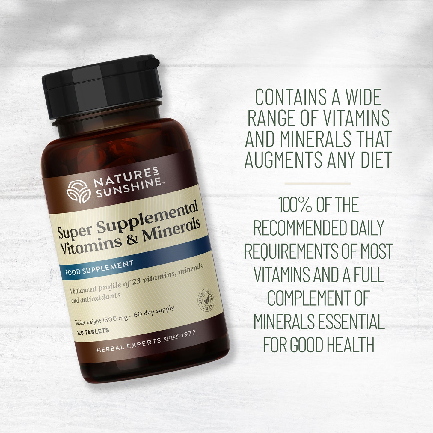 Super Supplemental Vitamins and Minerals 90 day money back guarantee