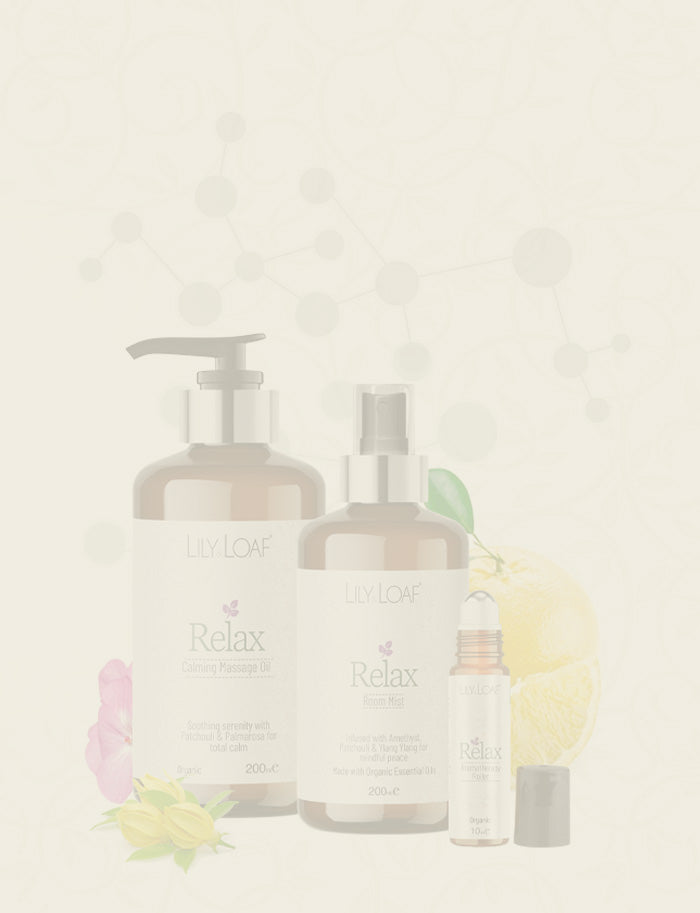 Lily & Loaf Relax Aromatherapy Collection on a light background