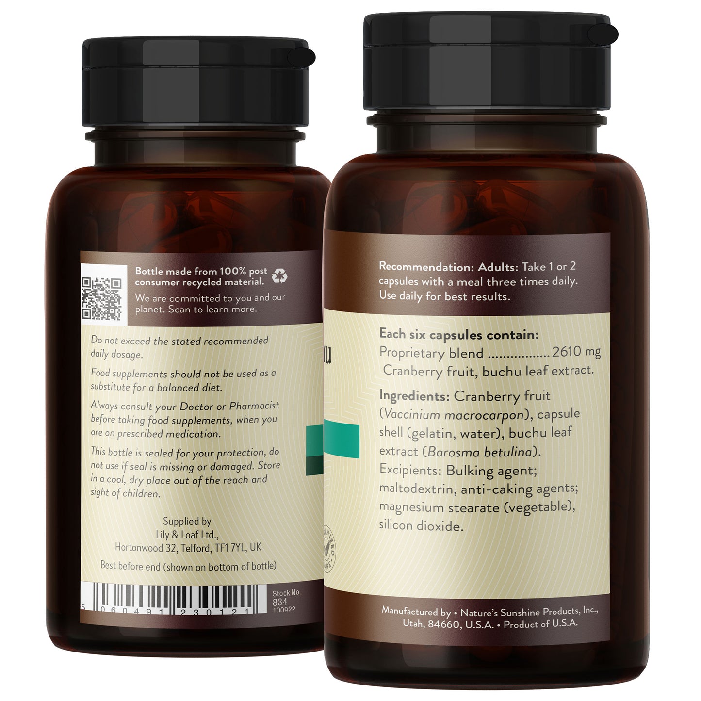 Cranberry & Buchu Combination label information