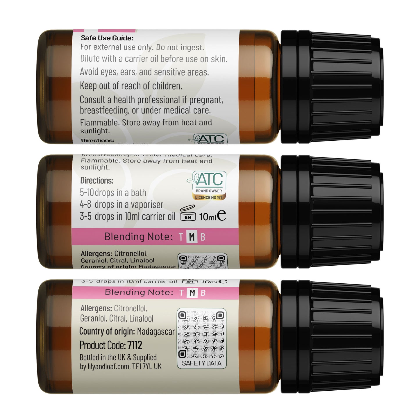 Geranium Organic Essential Oil label information