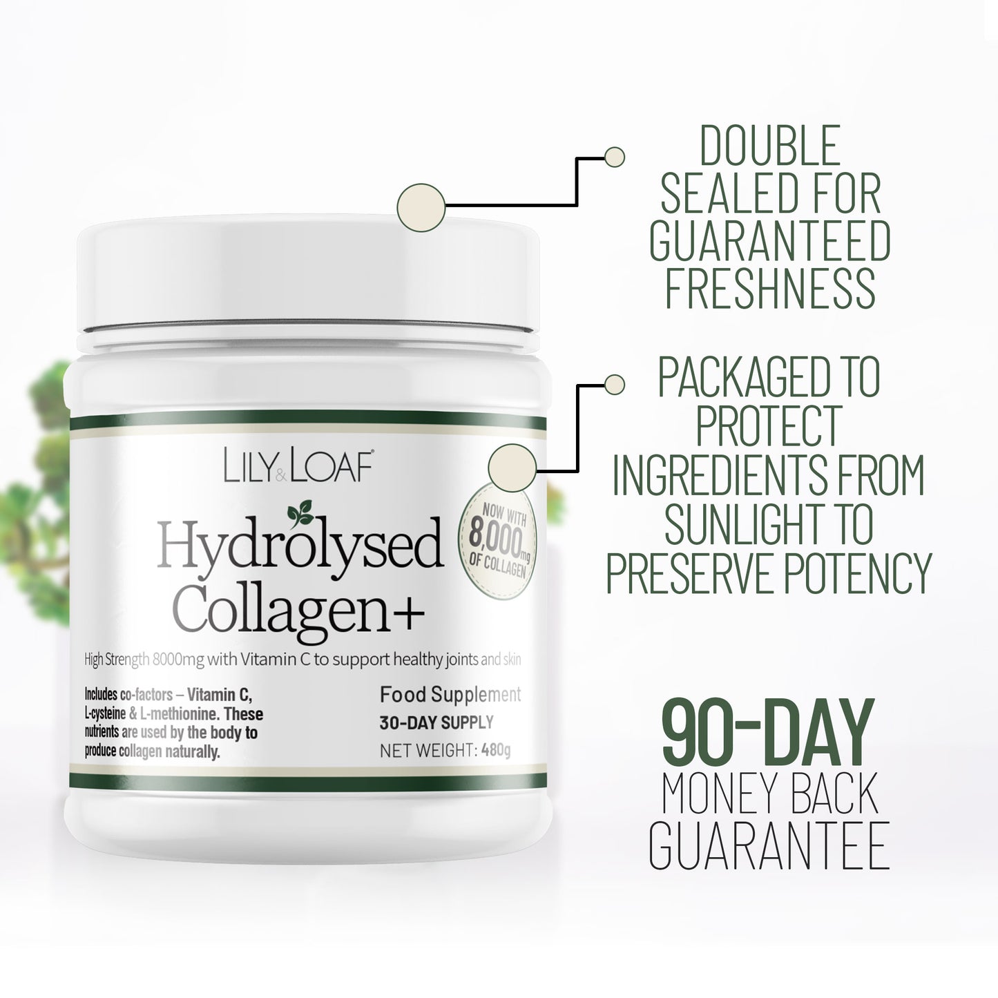 A man smiling holding his face with a tub of Acti-Fit Hydrolysed Collagen 4000mg High Strength in the foreground