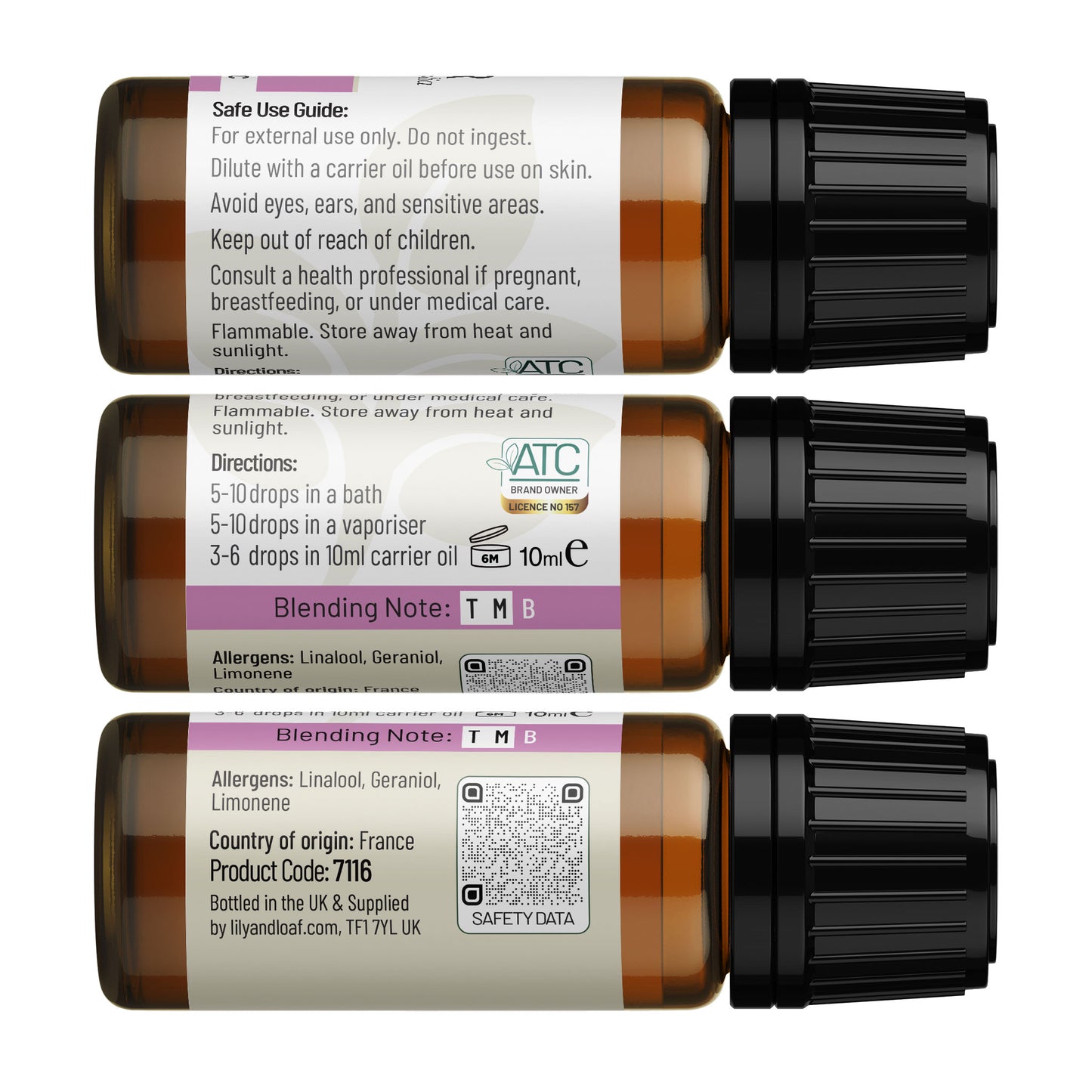 Lavender 10ml Organic Essential Oil label information