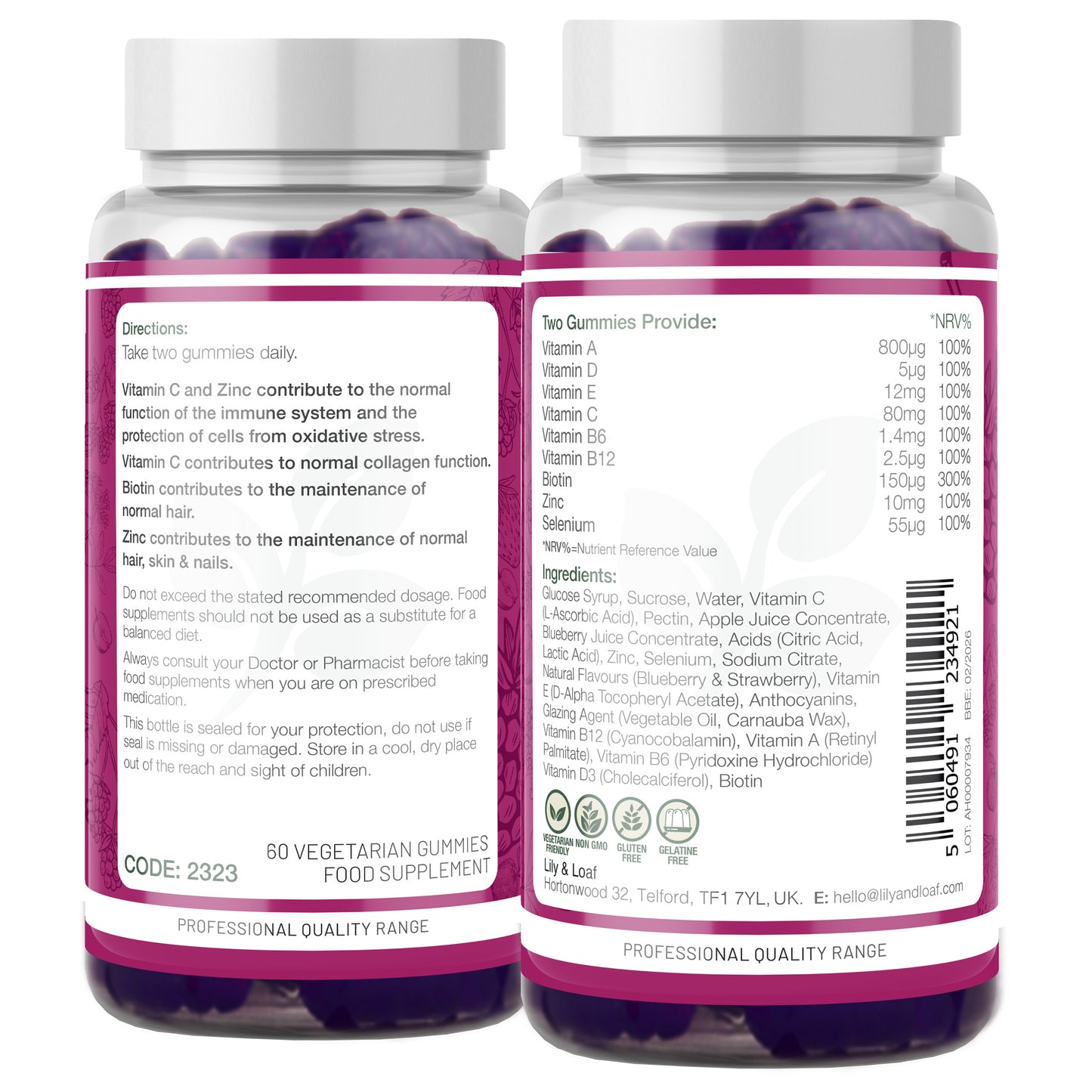Skin Hair & Nail Gummies label information