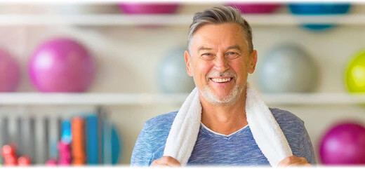 A person over 50 engaged in fitness activities