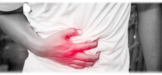 Image of a person's torso with a focus on the abdomen, indicating probiotics for gut health