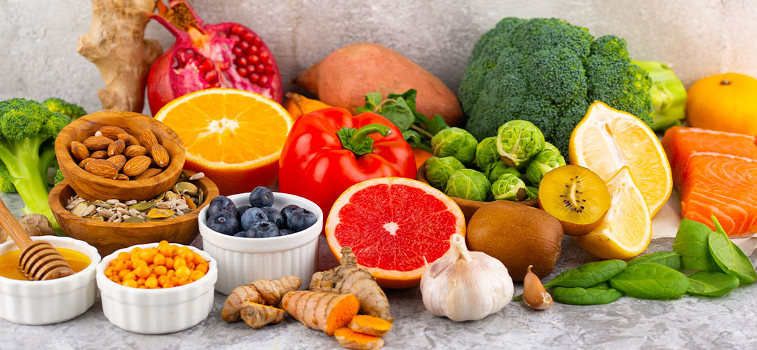 selection of vitamin rich foods