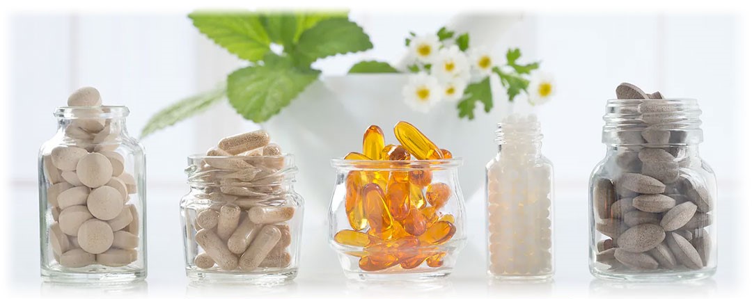 Glass Bottles with different colour and shape supplements