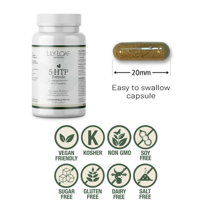 5 HTP with L-Tryptophan allergen information and size