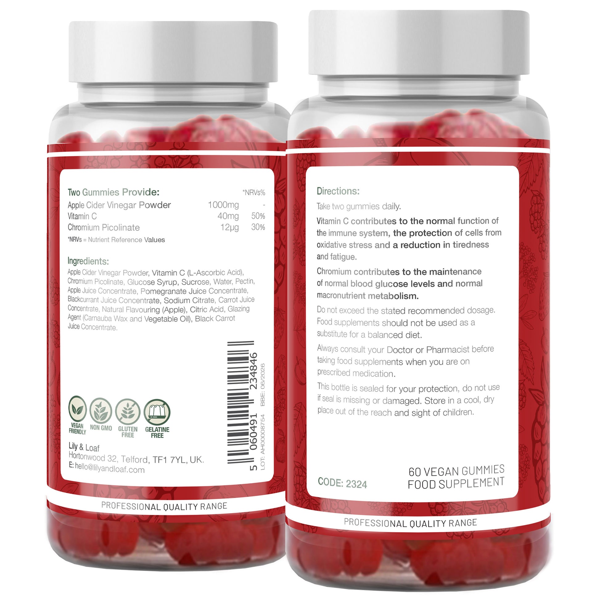 Apple Cider Vinegar Gummies Label Information