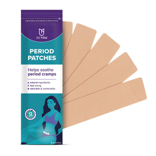 BeYou Period Patches pack with five ultra-thin natural patches for menstrual comfort