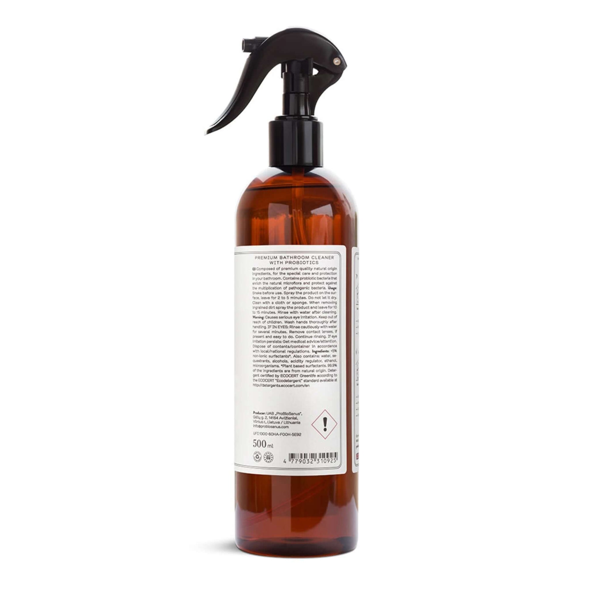 Probiotic Craft Bathroom Cleaner Label with ingredients