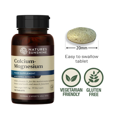 Calcium-Magnesium supplement  size and allergen information