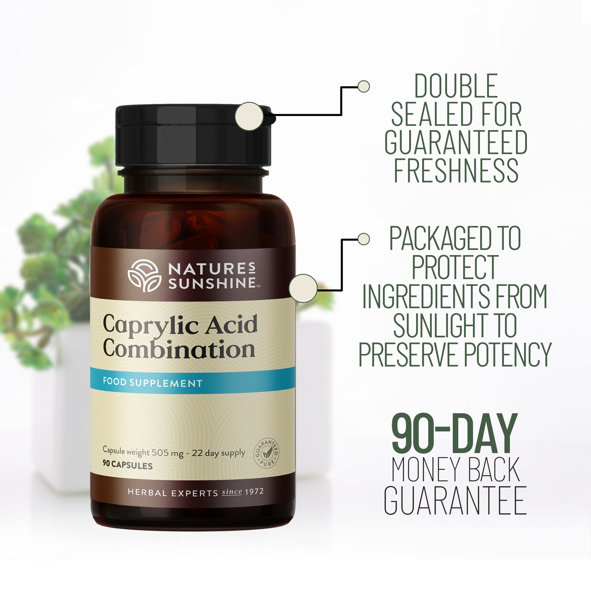 Caprylic Acid Combination 90-day money back guarantee 