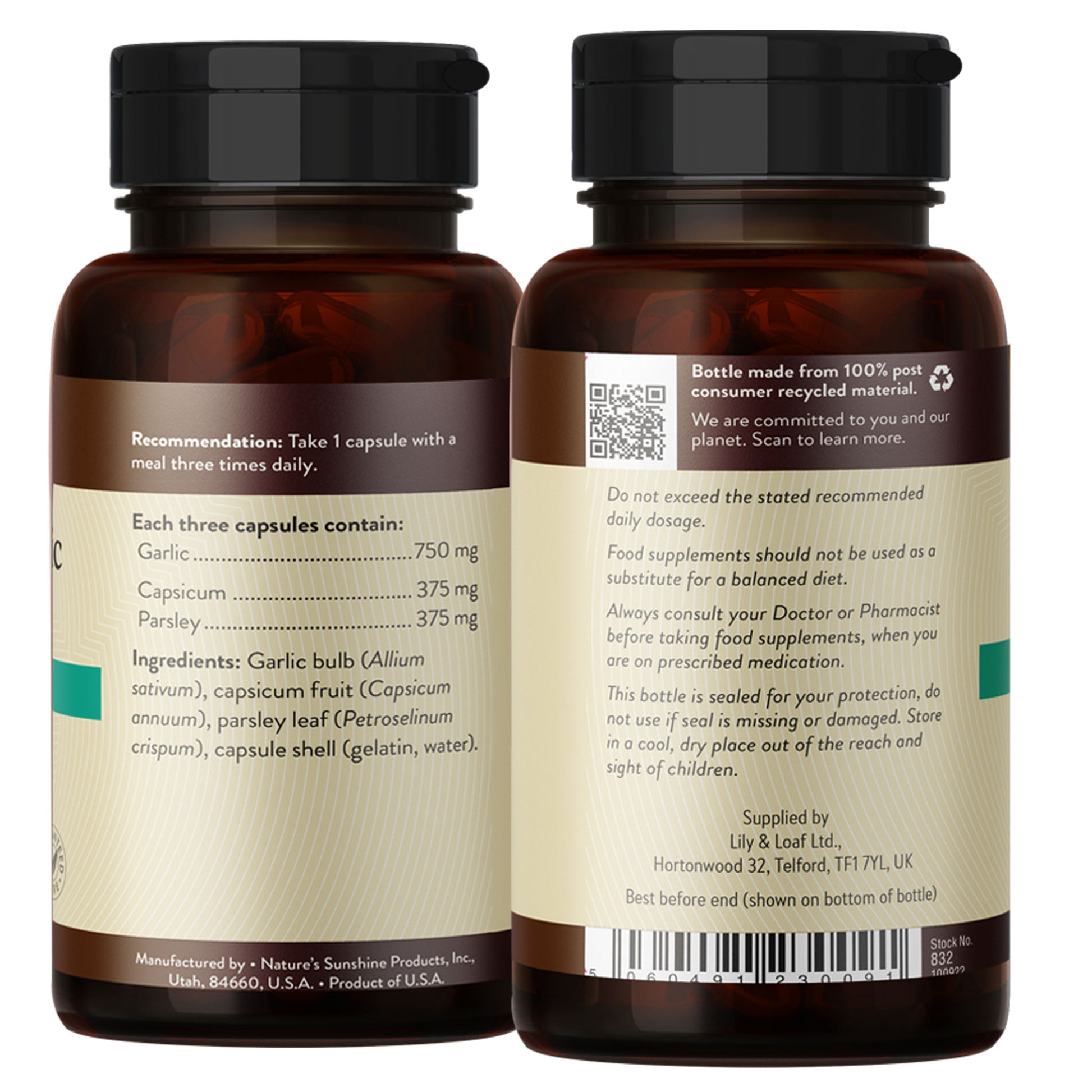 Capsicum and Garlic with Parsley label information