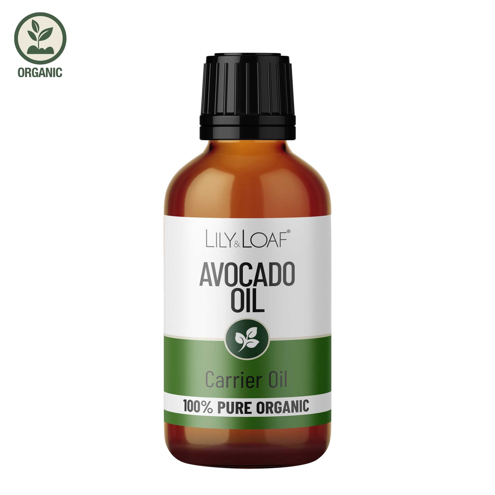 Bottle of Lily & Loaf Avocado Oil on a white background