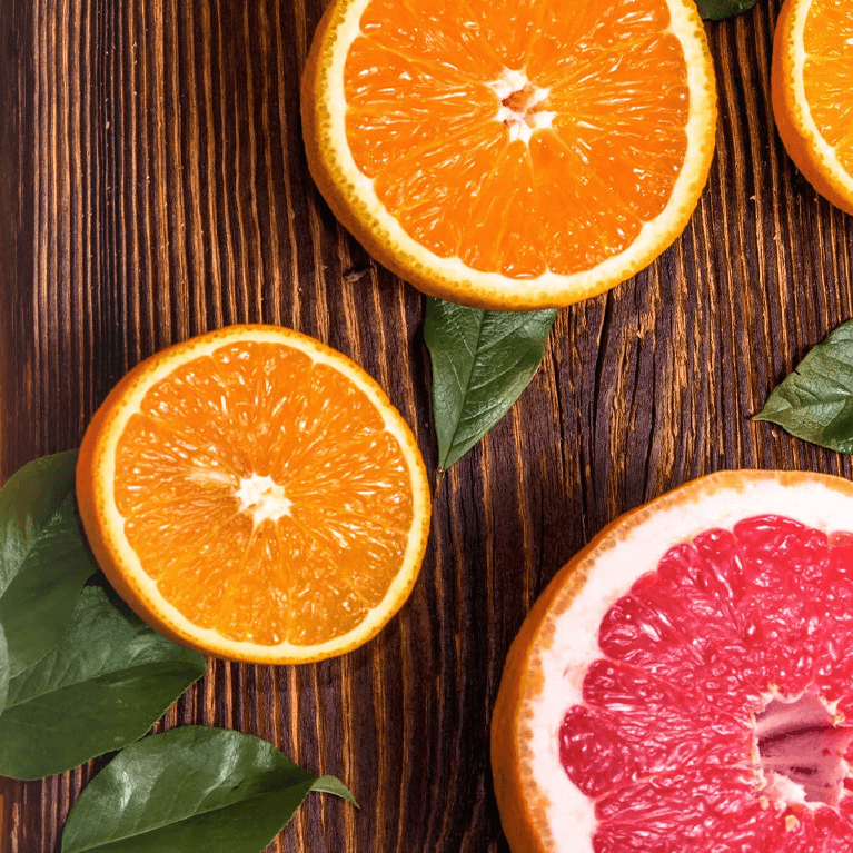 Slices of citrus fruit high in vitamin C