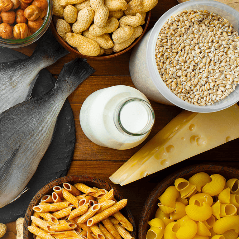 A variety of foods high in Zinc