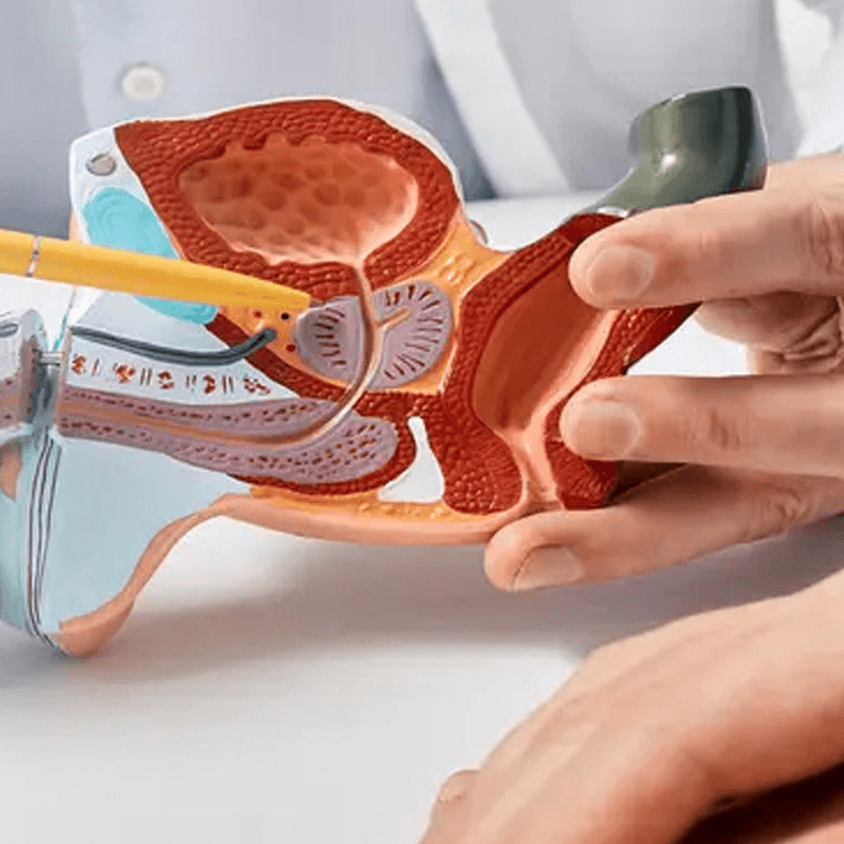 A medical professional close up of the prostate gland