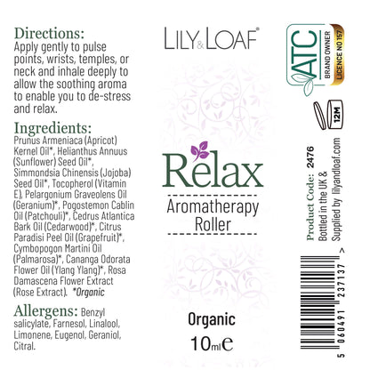 Lily & Loaf aromatherapy roller label with product details and branding.