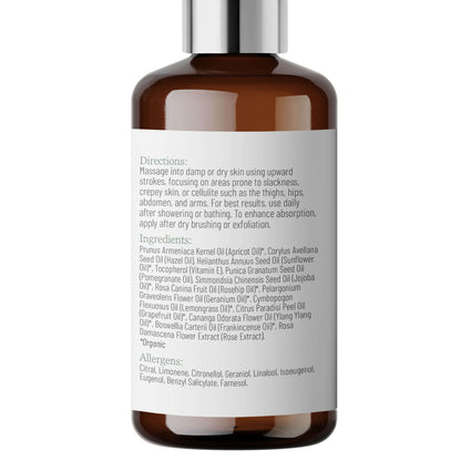 Sculpt & Tone glass bottle showing the directions on a label on a white background