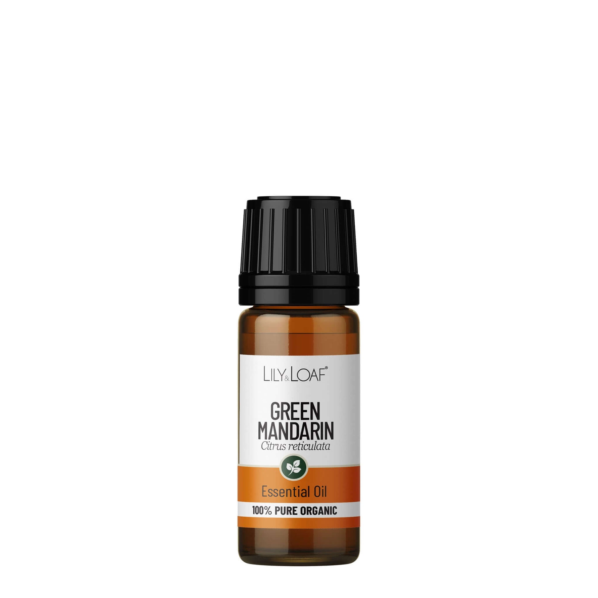 Lily & Loaf Green Mandarin essential oil bottle on a white background