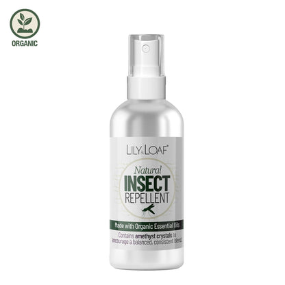 Natural Insect Repellent made with organic essential oils and contains amethyst crystals