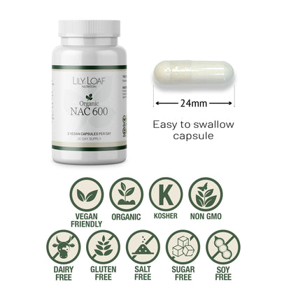 NAC 600 capsule size and free from allergen symbols