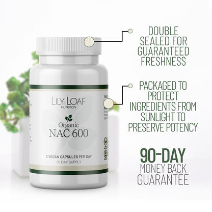 NAC 600 packaging information and 90 day guarantee