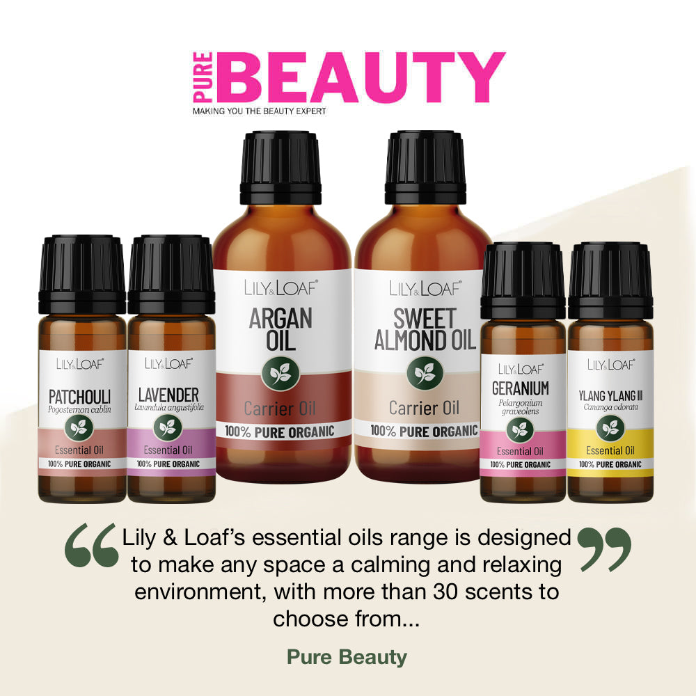 Featured in Pure Beauty, Lily & Loaf's organic essential oils range, ideal for creating a tranquil space.