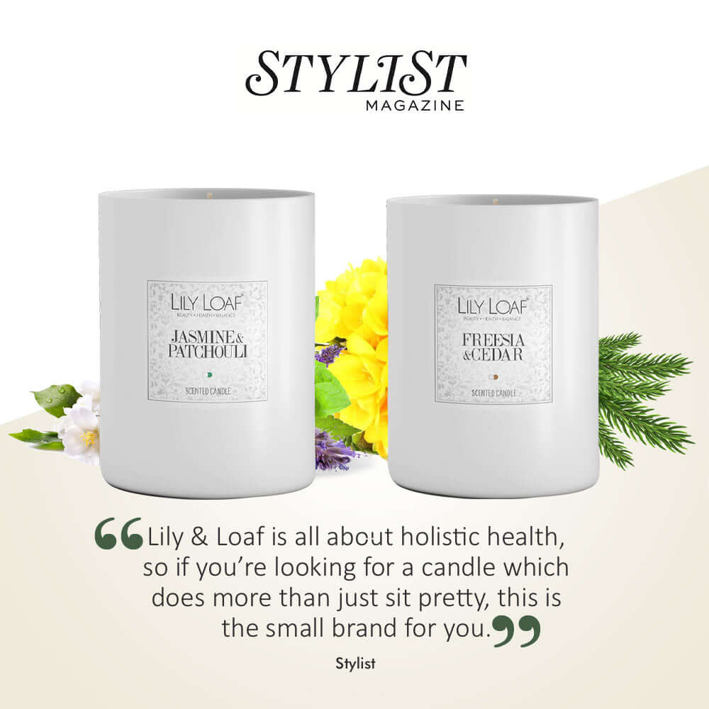 Holistic health candle trio by Lily & Loaf, featuring in Stylist Magazine for their aesthetic and quality.