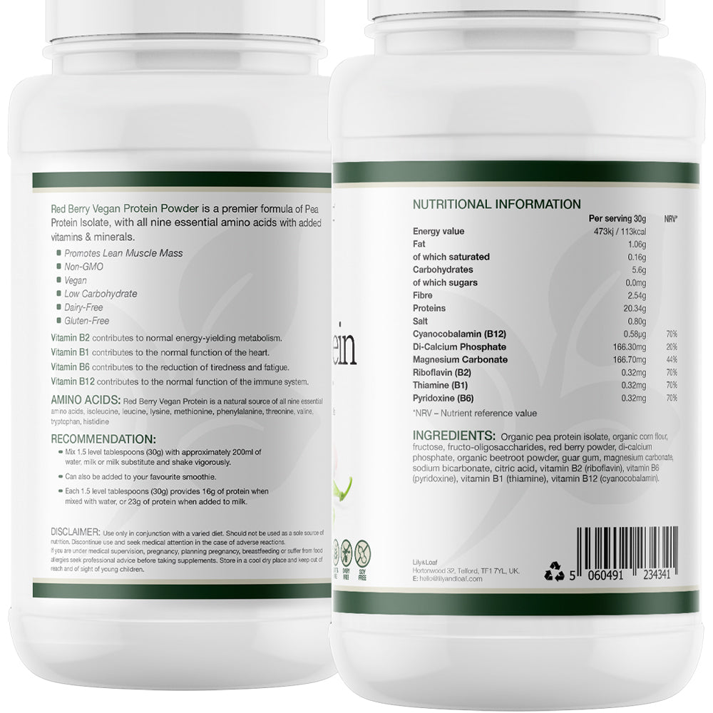 Red Berry Pea Protein Label Information