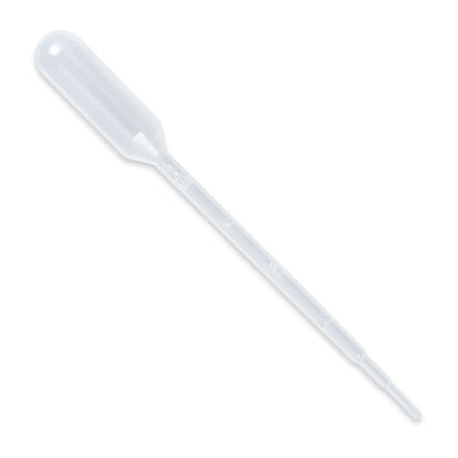 Clear plastic pipette on a white background