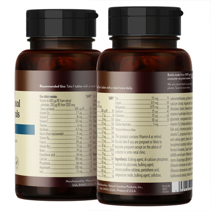Super Supplemental Vitamins and Minerals label information b