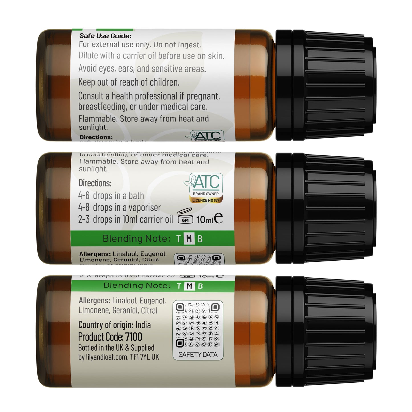 Ingredients Label for Basil 10ml Organic Essential Oil