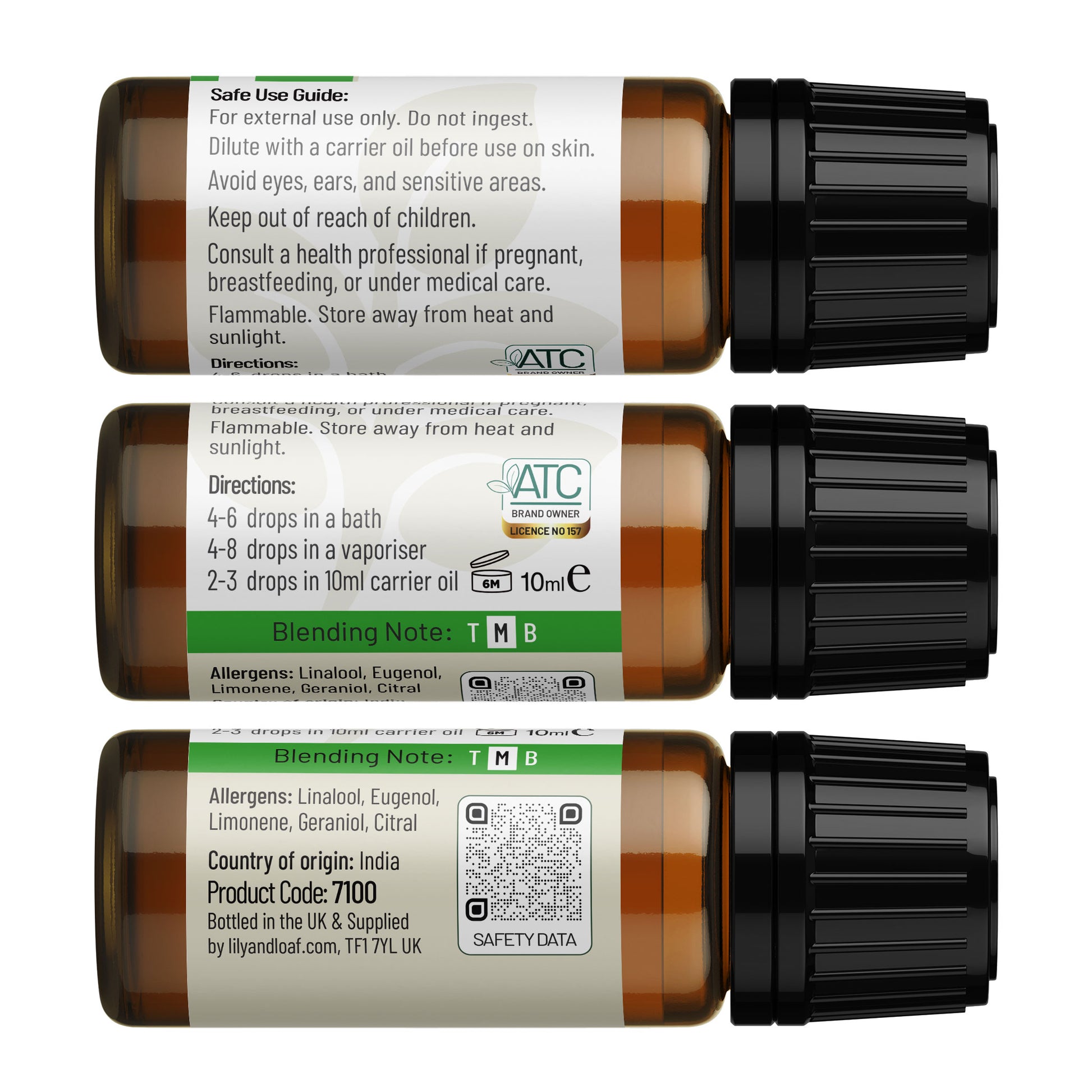 Ingredients Label for Basil 10ml Organic Essential Oil