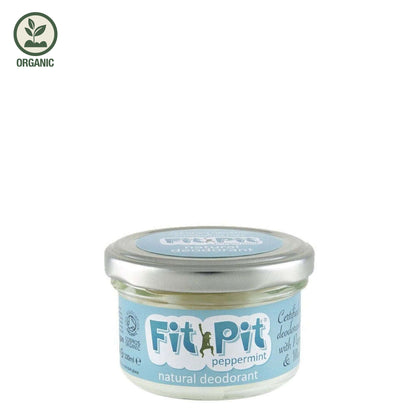 Fit Pit Peppermint Deodorant comes in 25ml or 100ml sizes