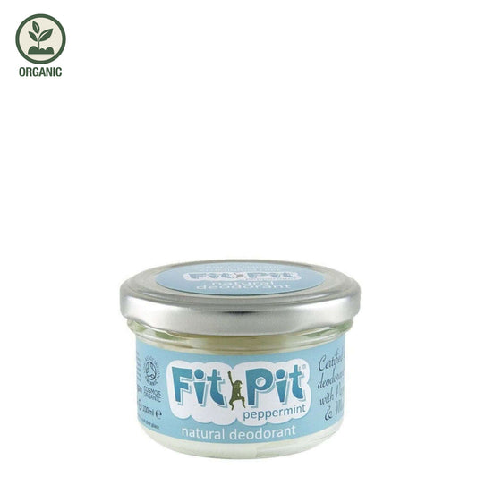 Fit Pit Peppermint Deodorant comes in 25ml or 100ml sizes