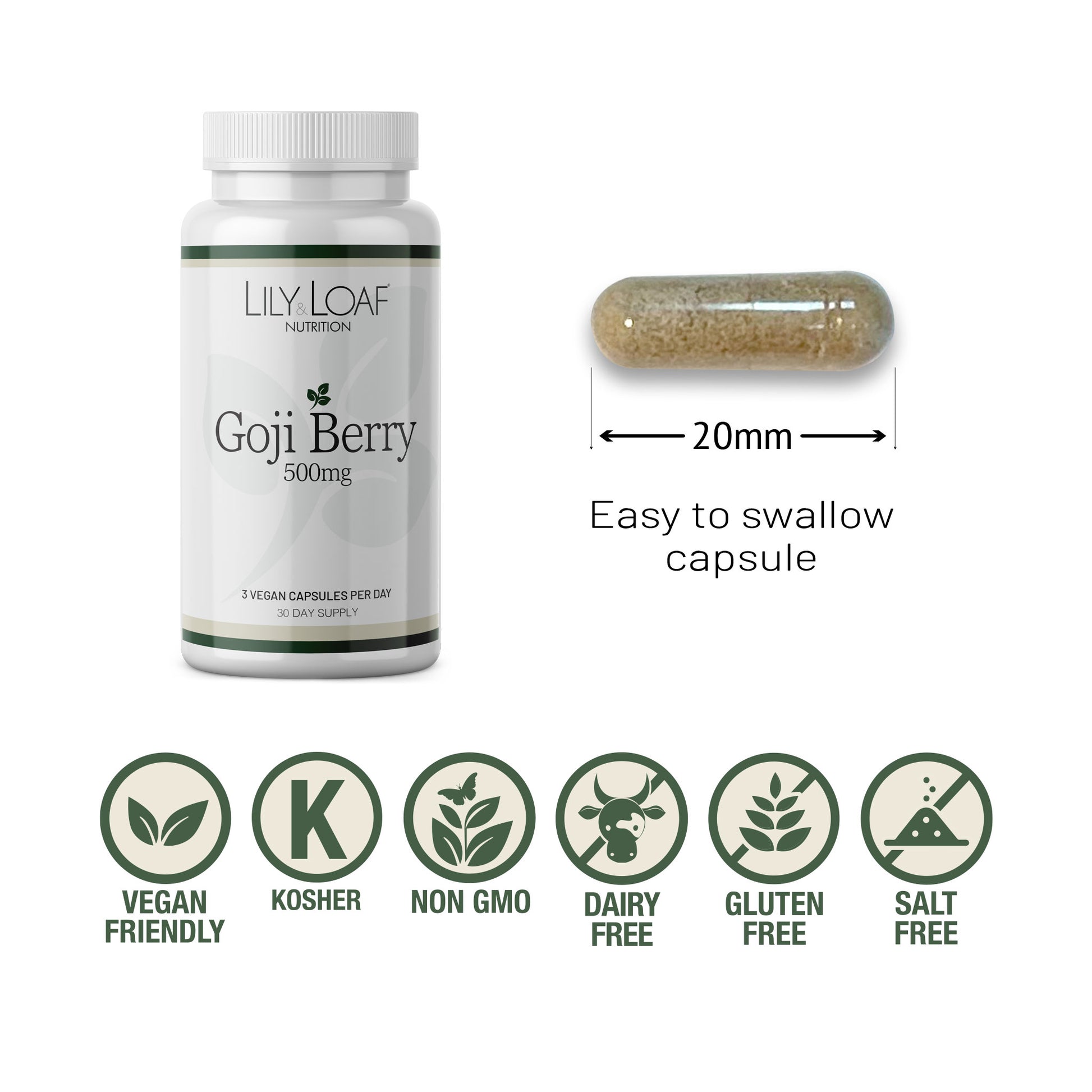 Goji Berry vegan, kosha, non gmo, gluten free, salt free, lactose free