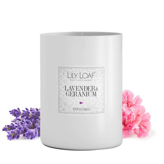 Lavender & Geranium Soy Wax Candle ingredients behind
