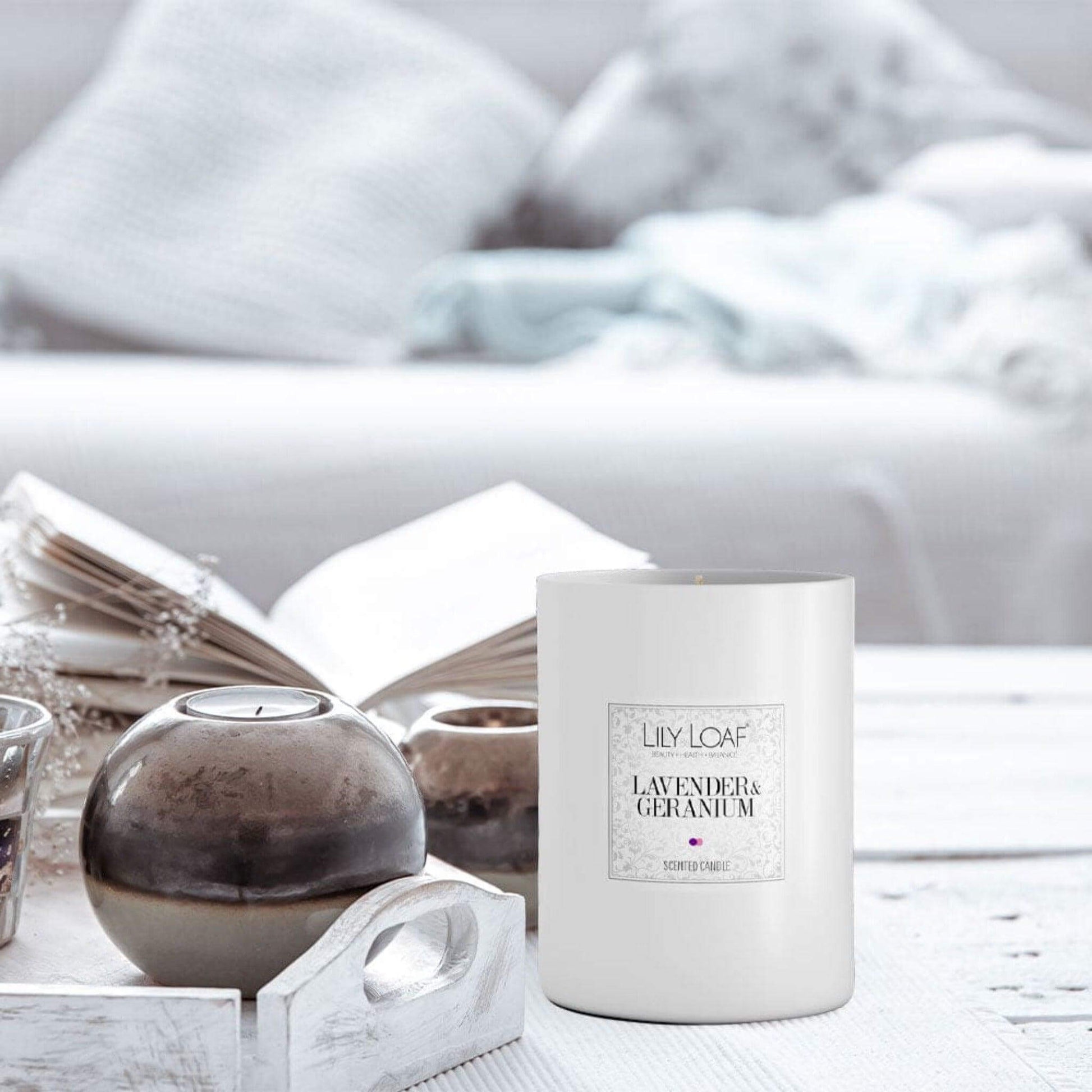 Lavender & Geranium Soy Wax Candle coffee table