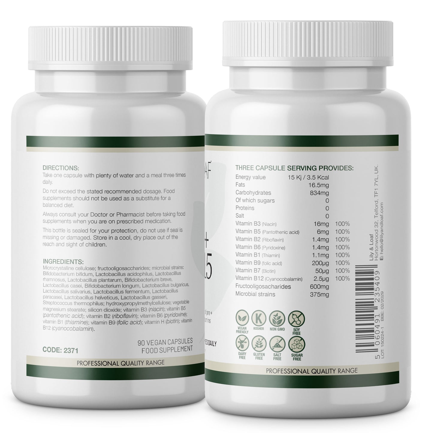 Pre+Pro15 supplement label information
