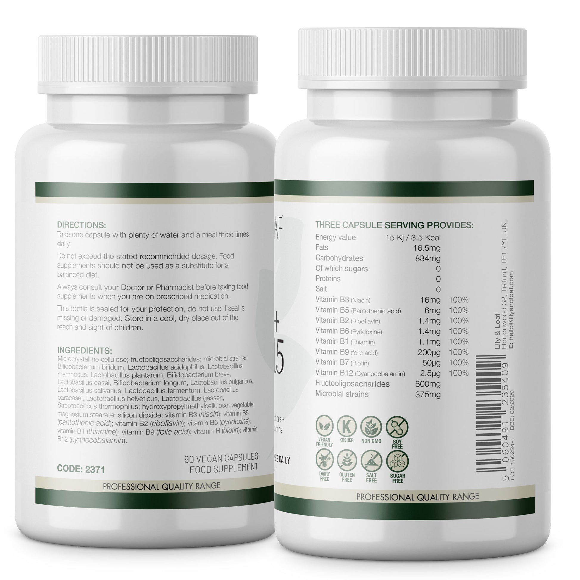 Pre+Pro15 supplement label information