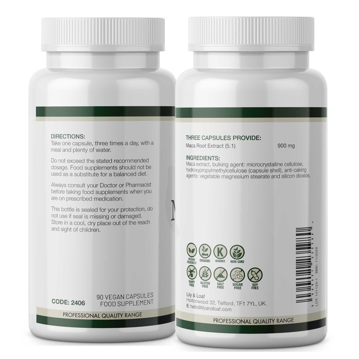 MACA Root Extract label information