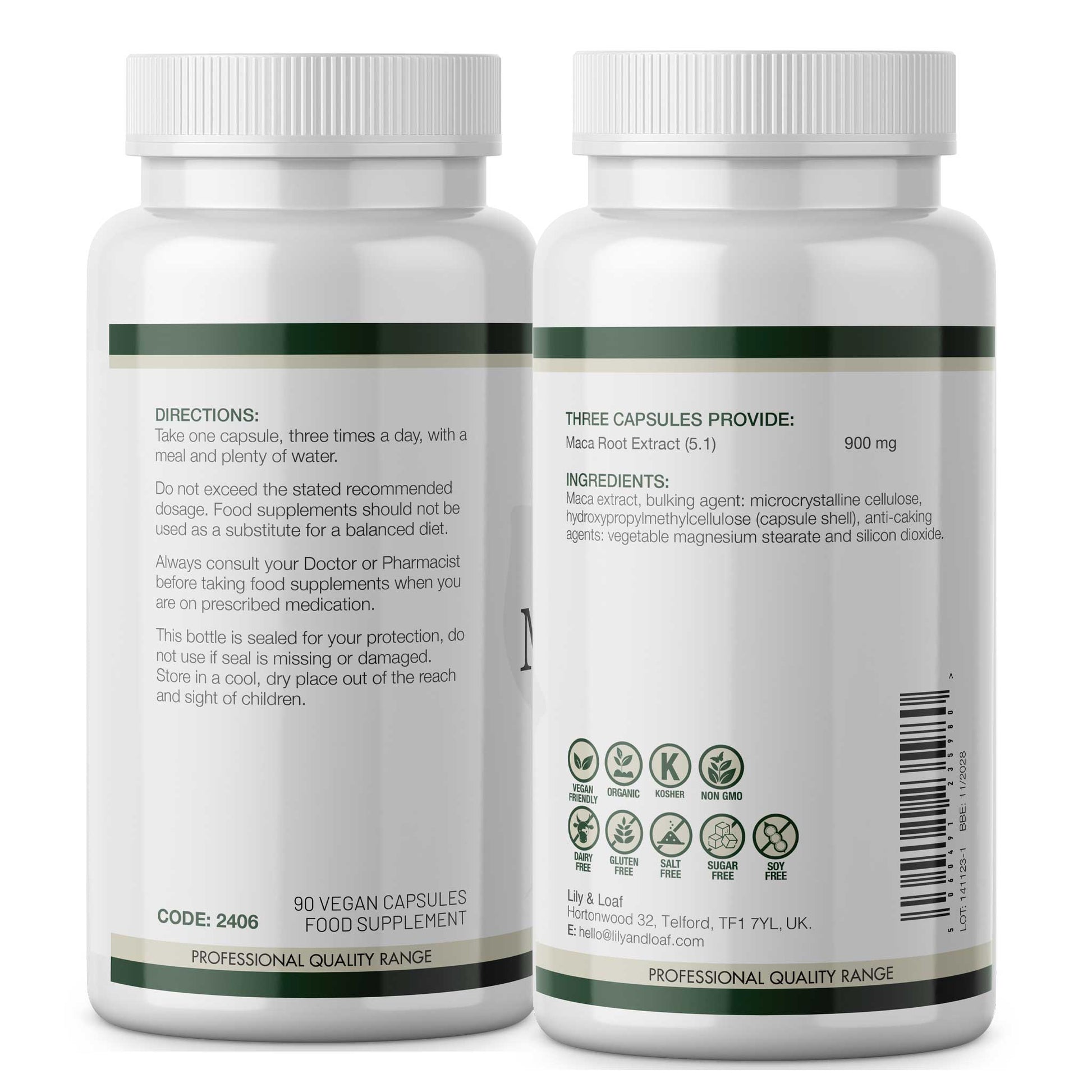MACA Root Extract label information