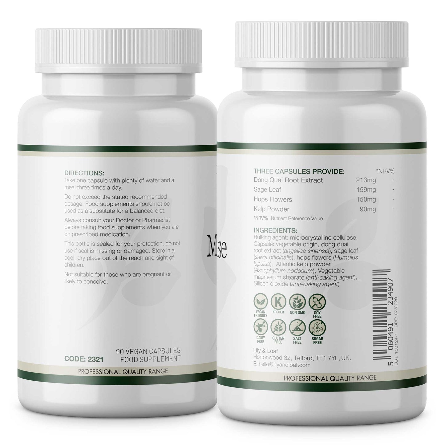 Menopause Support label information